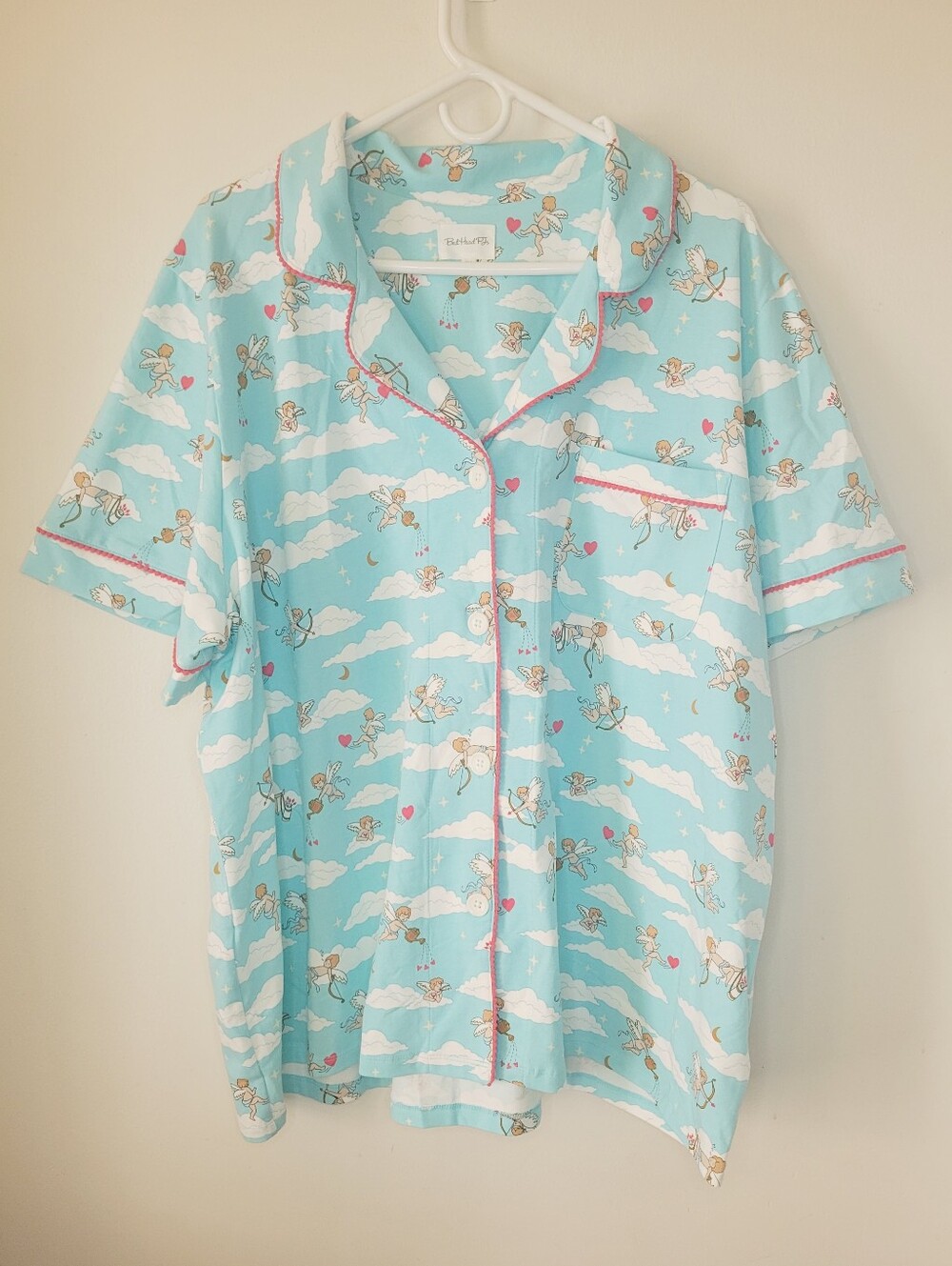 BedHead Pajamas Cheeky Cupid Women's 3X  Blue Short Sleeve Stretch Jersey Clouds
